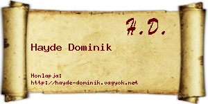 Hayde Dominik névjegykártya